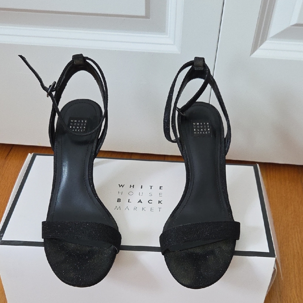 White House Black Market Strappy Black Heels